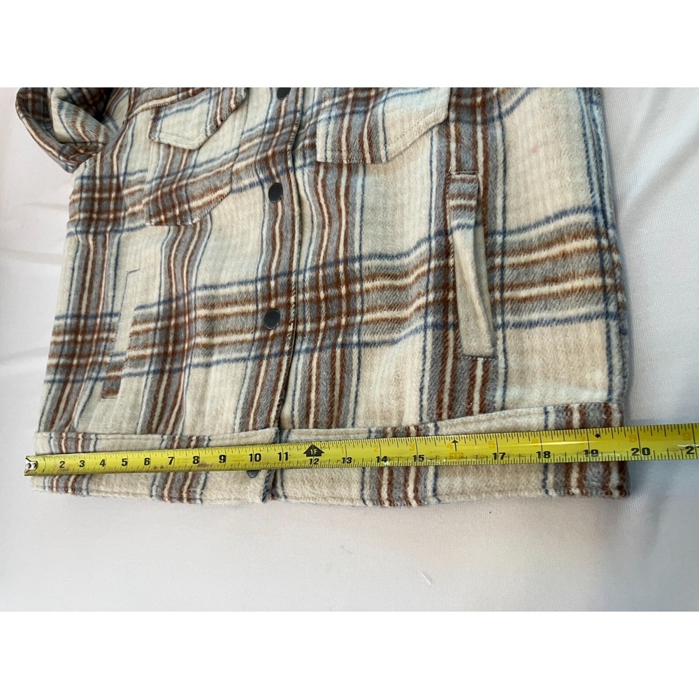 Vigoss‎ Brown Plaid Sherpa Trucker Jacket Women's Large Cropped Snap Front NWT - Picture 8 of 15